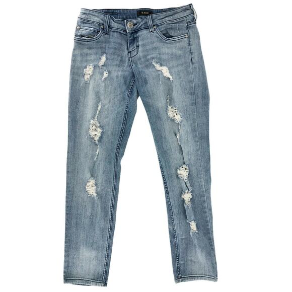 STS BLUE Jeans Junior Size 5 Relax Distressed Mid Rise Relaxed Boyfriend Ripped - Picture 1 of 6